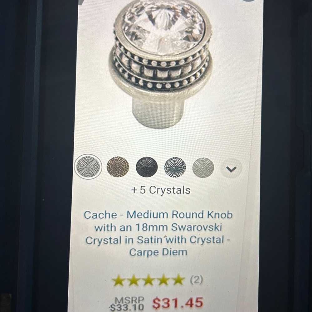 Elegant Decorative Knobs -Cache-Medium 18mm SWAROVSKI Crystal